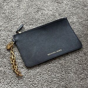 Michael Kors Black Saffiano Wristlet with Gold Hardware